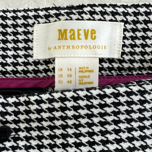 Women's Maeve Anthropologie Low-Slung Flared Trousers Houndstooth Pants NWT 10 - Picture 7 of 13